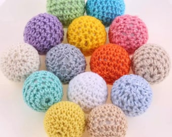 20mm bead | Crocheted Beads | Bubblegum Bead | Crochet Beads | Ten Colors Available  | Pack of Ten Beads