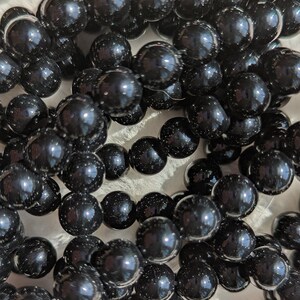 10mm Black Agate Beads | Black Stone Beads | Round Black Beads