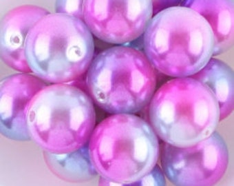 20mm Pearl Ombre Beads | 20mm Bubblegum Beads | Chunky Beads | Pink and Purple Ombre