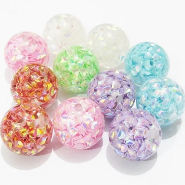 20mm Pastel Sequin Bubblegum Beads | Easter Beads | Chunky Beads | Springtime Beads | Easter Jewelry