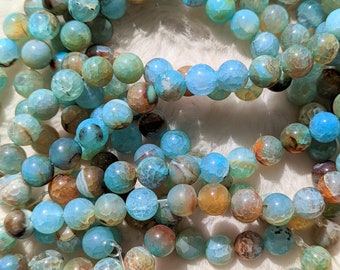 10mm Agate Beads | Turquoise Color Agate Beads | Brown Agate Beads | Natural Stone Beads | 1 Strand of 36 beads