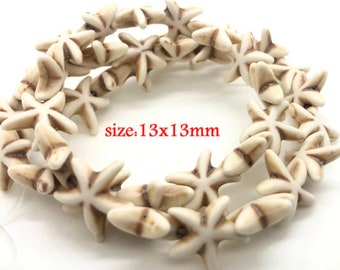 13mm Starfish Beads | Starfish Jewelry | 13mm size | 10 Beads | Howlite Starfish Beads | Stone Starfish Beads | Pack of 10 Beads