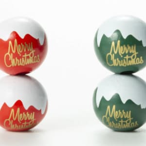 20mm Beads Merry Christmas WOOD Beads Red Christmas Beads Green Christmas Beads Holiday Beads image 1