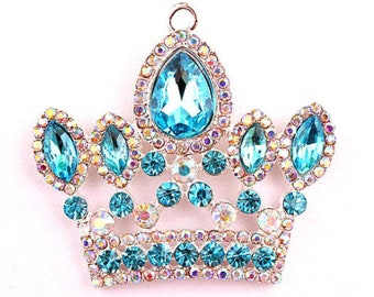 Turquoise Crown Pendant | Jeweled Crown Pendant | Royalty Pendant | Princess Crown | Bubblegum Pendant | Chunky Pendant