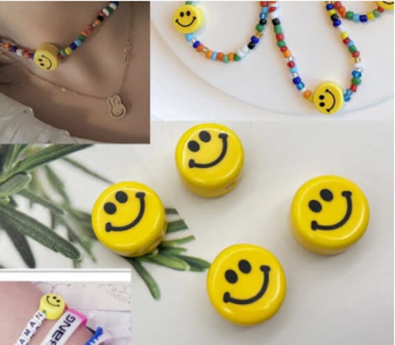 Ceramic Smiley Face Beads Smile Beads Yellow Smiley Face Beads