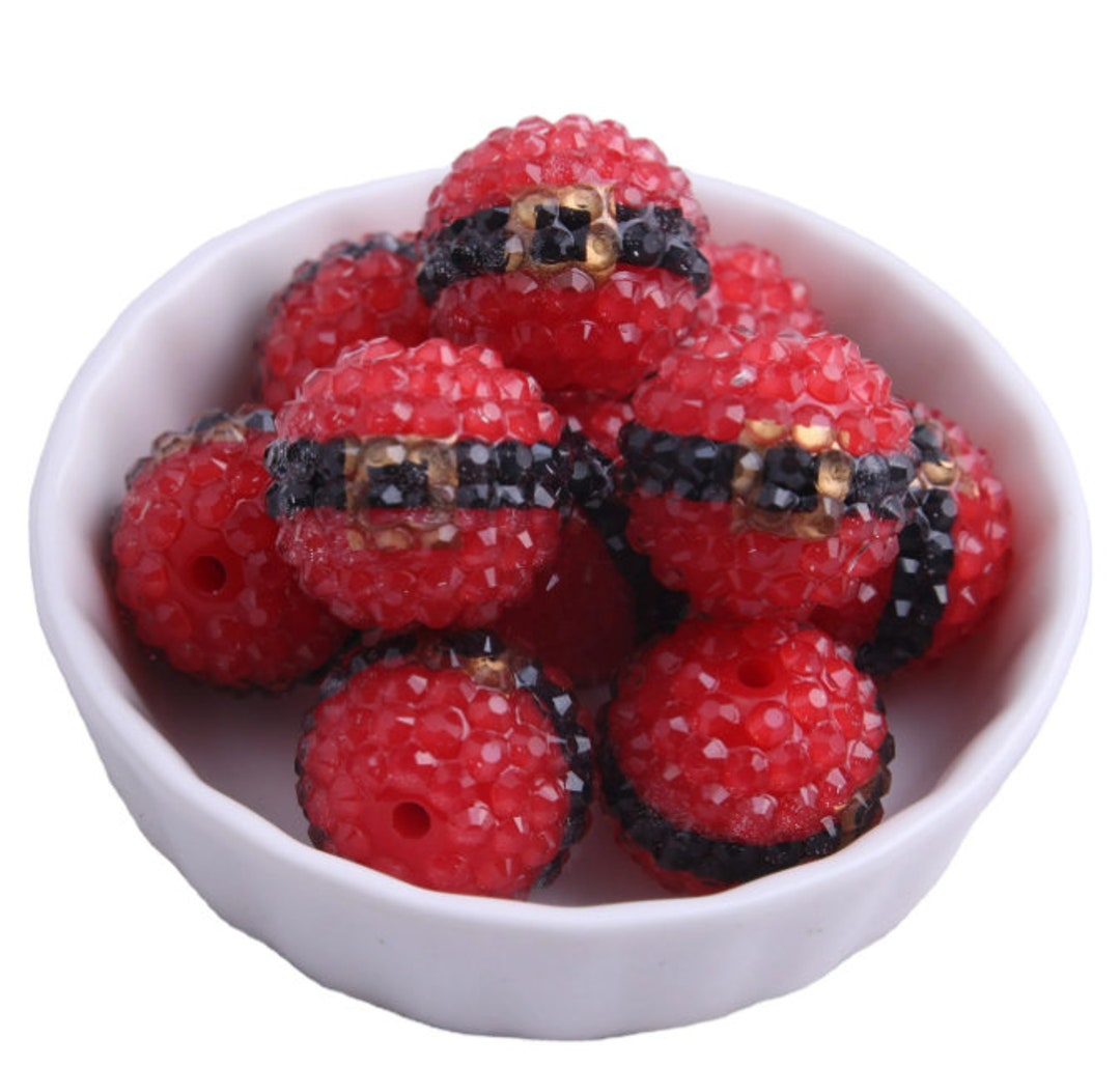 20mm Beads Christmas Bubblegum Beads Santa Belt Beads Holiday Beads