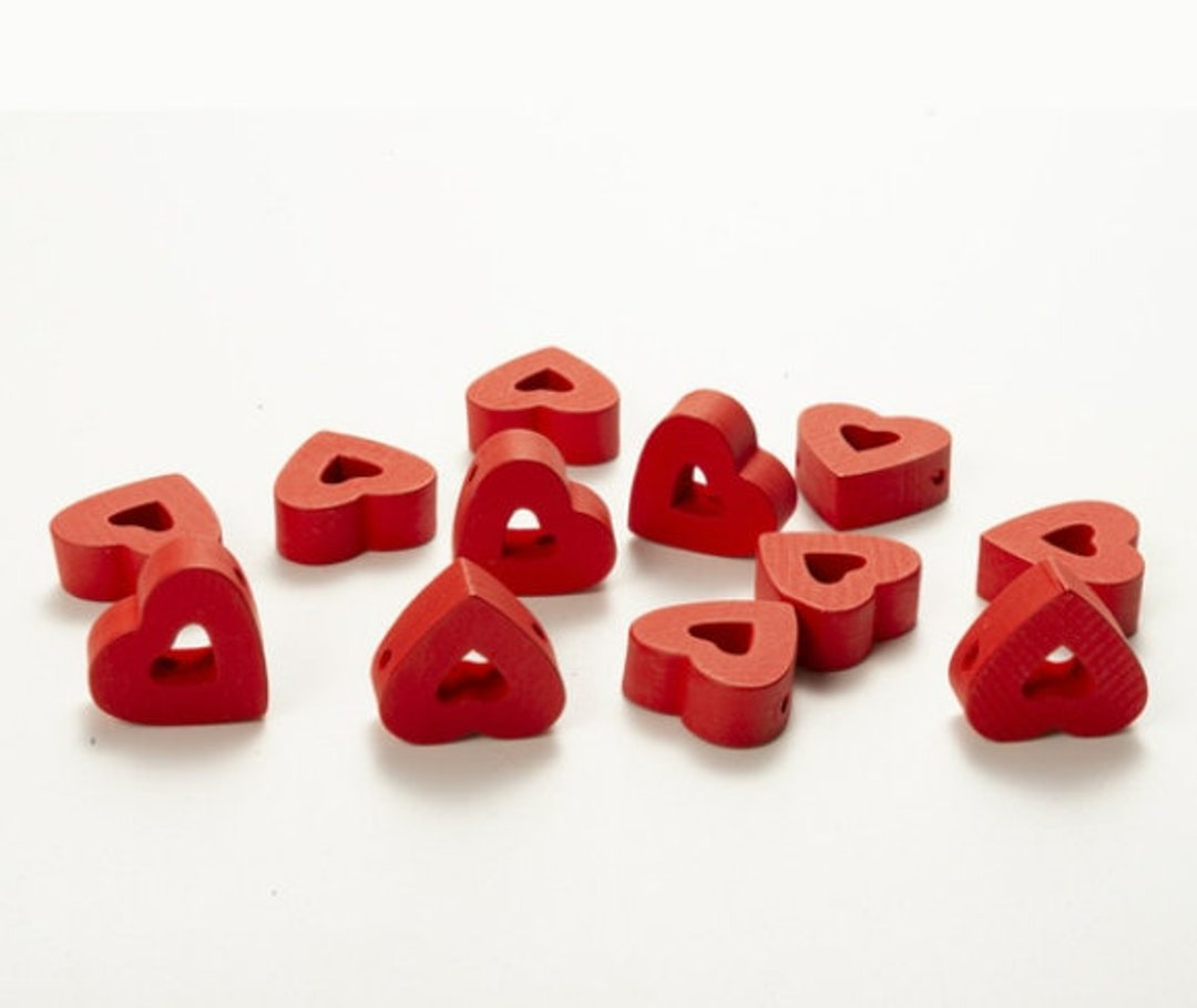 16mm 50pcs Mix Style Valentine's Day Wood Beads Cupid love Heart