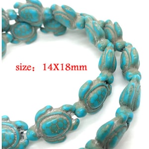 18mm Sea Turtle Beads | Sea Turtle Jewelry | Howlite Turtle Beads | Stone Turtle Beads | Pack of 20 Beads