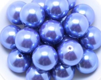 20mm Beads | Periwinkle Pearl Beads | Pearl Solid Color Beads | Periwinkle Bubblegum Beads | Periwinkle Beads | Periwinkle Pearls