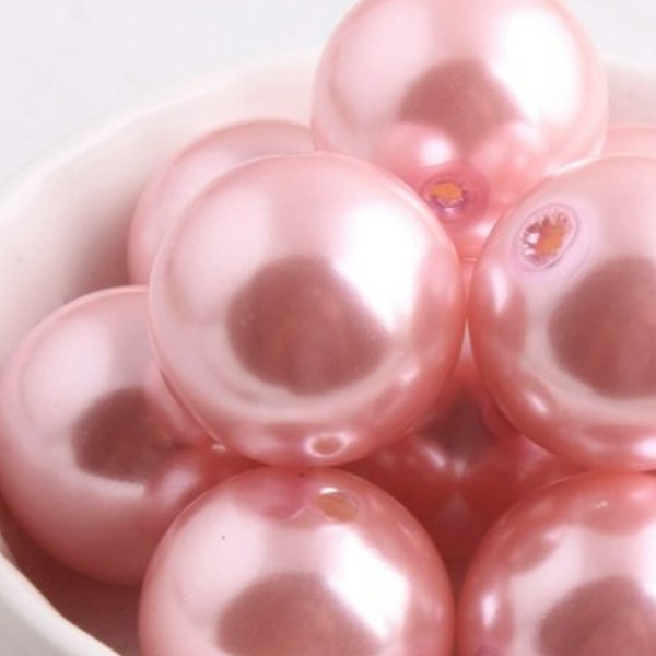 20mm Beads | Light Pink Pearl Beads | Pink Pearl Solid Color Beads | Bubblegum Beads | Light Pink Pearls