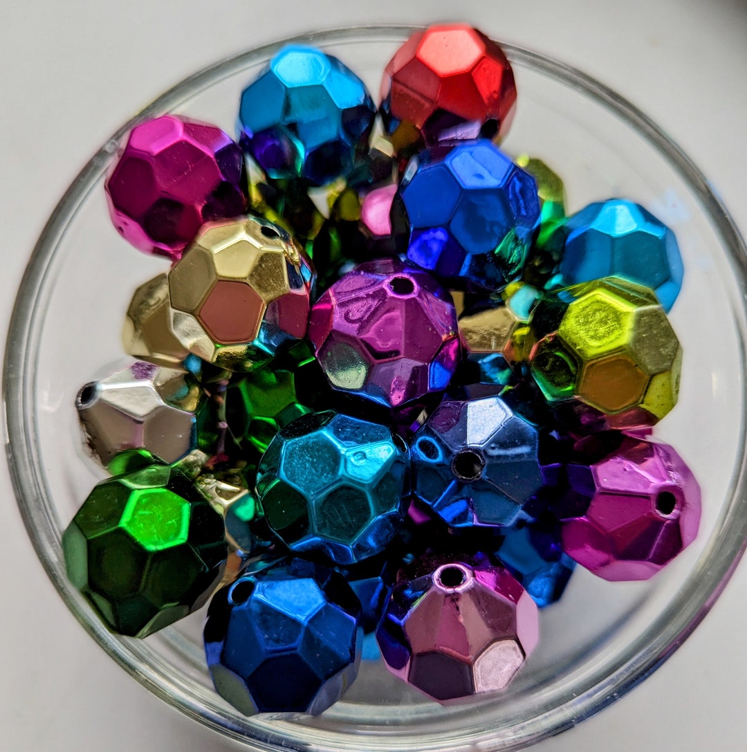 20mm Bead Faceted Mirror Ball Beads Bubblegum Bead Disco Ball Beads