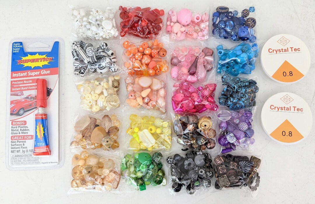 Bead Party Kit 20 Assorted Bead Colors Complete Bead Activity Set