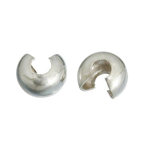 Silver Plated Crimp Bead Covers | 4mm 5mm Crimp Covers | Jewelry Supply | Beading Supply | Gift for Beader | Jewelry maker Gift