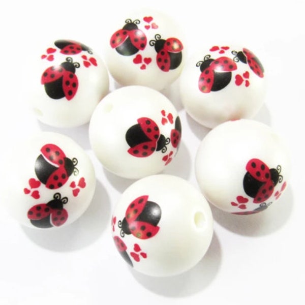 20mm Beads | Red and Black Ladybug Beads | Bubblegum Beads | 20mm Ladybug Beads | Ladybug Jewelry