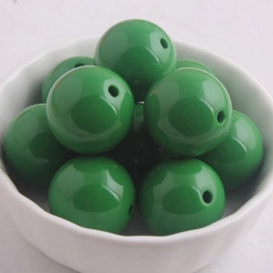 20mm Beads | SOLID Color Beads | Christmas Green Bubblegum Beads | Christmas Green Beads | Round Green Beads | Christmas Beads