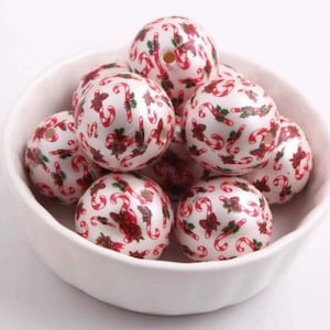 20mm Beads | Christmas Bubblegum Beads | Candy Cane Beads | Red Christmas Beads | Green Christmas Beads | Holiday Beads