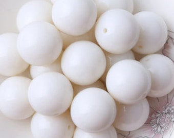20mm Beads | SOLID Color Beads | Cream Bubblegum Beads | Round Cream Beads | Round Beads | Chunky Beads
