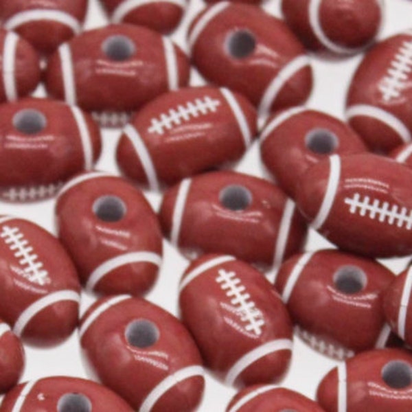 Large Football Beads | Small Football Beads | Big Hole Beads | Large Hole Beads | Beading Supply | Sports Beads | Pack of 10