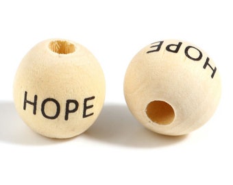 CLEARANCE!  16mm bead | Wood Bead | Word Beads | Love Beads | Hope Beads | Faith Beads | Pack of 20 Beads