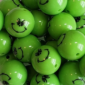 20mm Beads | Christmas Bubblegum Beads | Christmas Beads | Holiday Beads | Monster Beads | Lime Green Beads