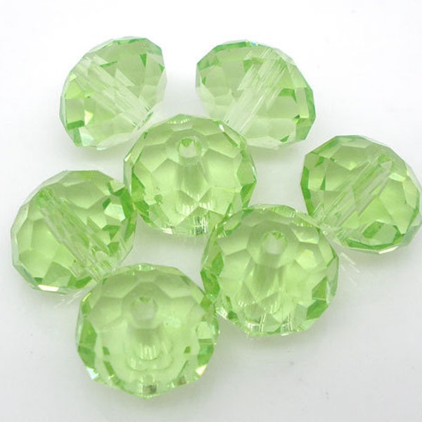 10mm Lime Green Rondelle Beads | 10mm Rondelle Beads | Glass Rondelle Beads | Lime Green Rondelles | Green Glass Beads | Pack of 50 beads