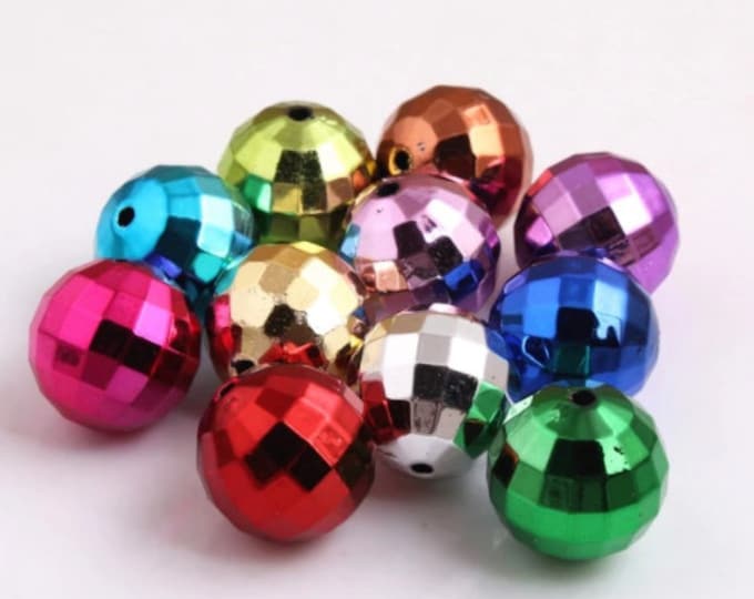 20mm Bead Faceted Mirror Ball Beads Bubblegum Bead Disco Ball Beads