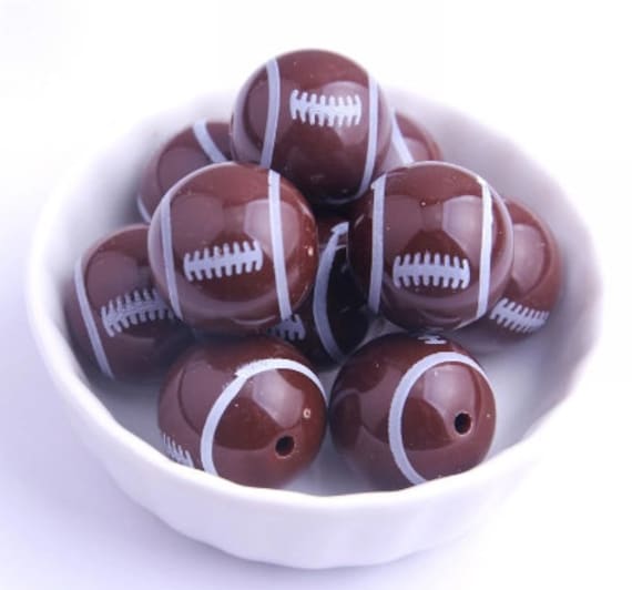 20mm Football Bubblegum Beads | Sports Beads | Football Beads | Football  Mom | Football Jewelry