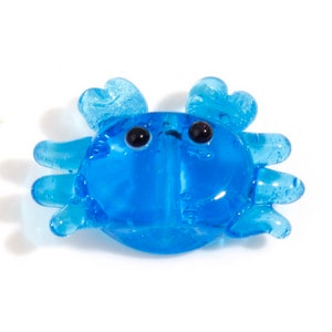 Lampwork Glass Blue Crab Beads | Glass Crab Jewelry | Crab Collector | Size is 24mm x 17mm | Pack of Two (2) Beads
