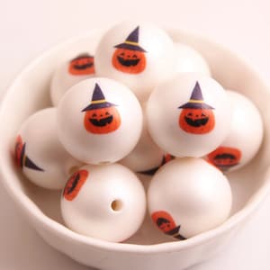 20mm Halloween Beads | Bubblegum Beads | Spooky Beads | Pumpkin Witch Beads | Jack-o-Lantern Beads