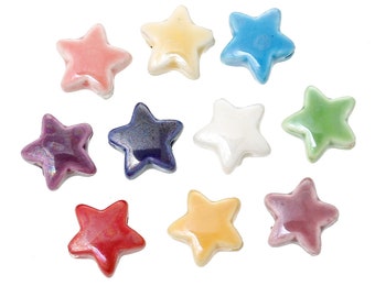15mm Ceramic Star Beads | Star Jewelry | Multicolored Ceramic Beads | Ceramic Stars | Pack of 20 in RANDOM COLORS