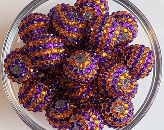 20mm Bumpy Halloween Beads | Bubblegum Beads | Orange Beads | Purple Beads | Spooky Beads | Rhinestone Beads | Bead Supply | Clemson Beads