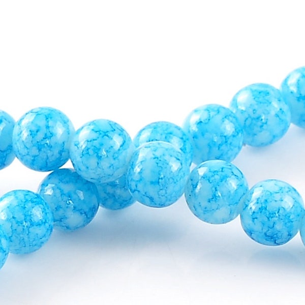 8mm Mottled Glass Beads | Round Blue Mottled Beads | Wedding Beads | Love Beads | Pack of 50 beads