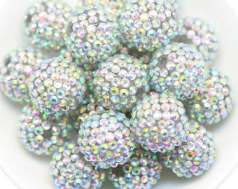 20mm Bumpy Rhinestone Beads | Silver "Rainbow" Metallic Finish Beads | Bubblegum Beads