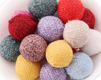 20mm bead | Linen Covered Beads | Bubblegum Bead | Linen Beads | Random Mixed Colors