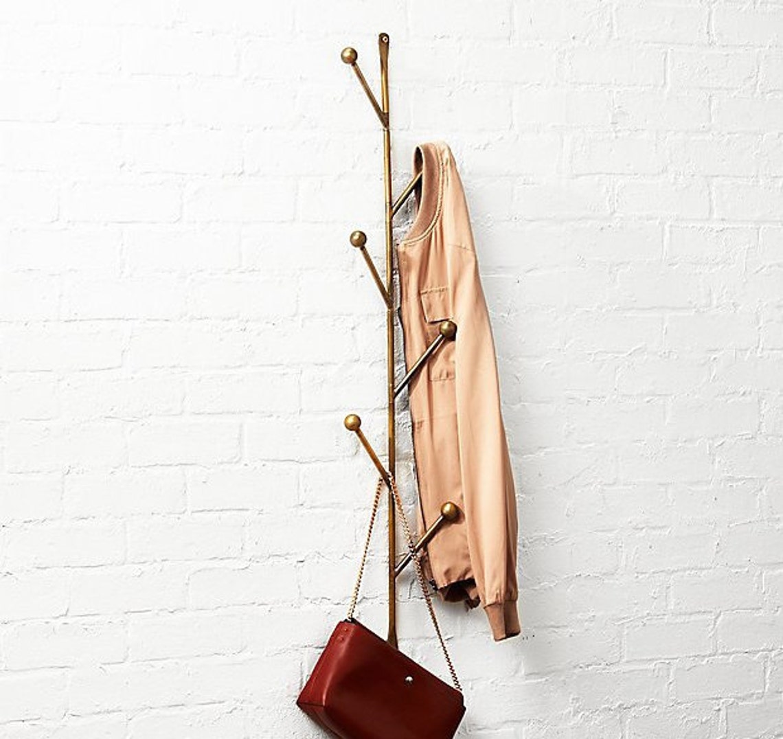 Wrought Iron Wall Hanger Gold Metal Clothes Hanger Wrought Etsy