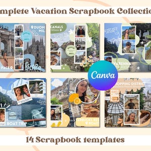 14 Summer Vacation Collection Digital Scrapbook templates for Canva
