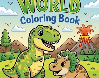 Dinosaur Coloring Book for Kids — Printable Dinosaur Scenes Coloring Pages for Children Digital Download