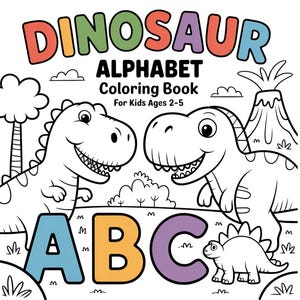 Dinosaur Alphabet Coloring Book for Kids — Printable ABC Learning Pages for Toddlers Digital Download image 4