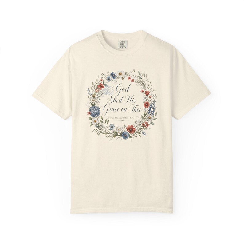 God Shed His Grace on Thee Shirt — Christian Mom Shirt Patriotic Homeschool Comfort Colors Tee image 2