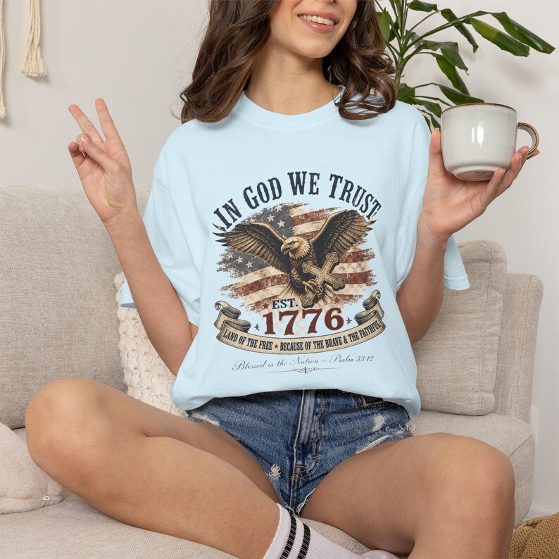 In God We Trust Shirt — Christian Mom Shirt Patriotic Homeschool Comfort Colors Tee Gift for Her image 5