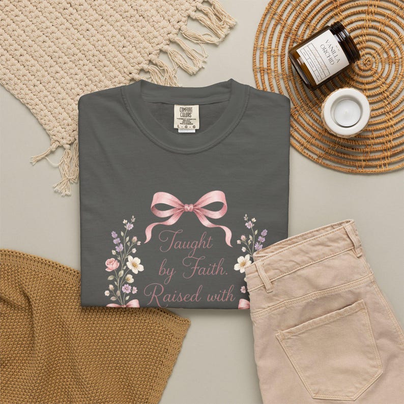 Taught by Faith Raised with Grace Shirt — Christian Mom Shirt Homeschool Comfort Colors Tee Gift for Her image 12