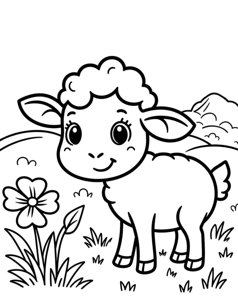 Farm Animals Coloring Book for Kids — Printable Farm Scenes Coloring Pages for Children Digital Download image 4