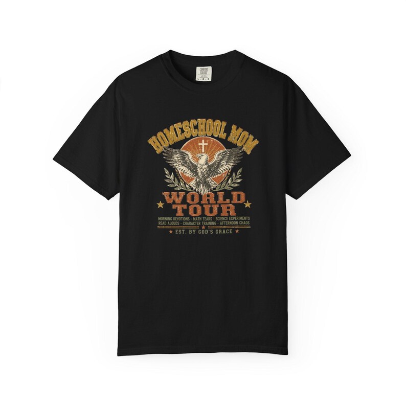 Homeschool Mom World Tour Shirt — Christian Mom Shirt Homeschool Comfort Colors Eagle Graphic Tee image 5