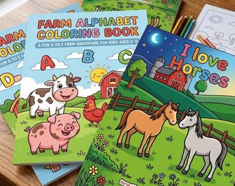 Farm Animals Coloring Book for Kids — Printable Farm Coloring Pages for Toddlers Digital Download