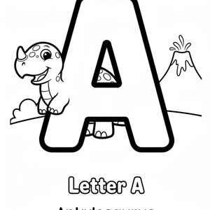 Dinosaur Alphabet Coloring Book for Kids — Printable ABC Learning Pages for Toddlers Digital Download image 6