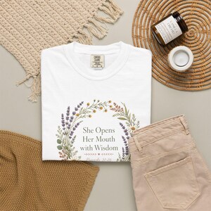 She Opens Her Mouth with Wisdom Shirt — Christian Mom Shirt Homeschool Comfort Colors Tee Gift for Her image 16