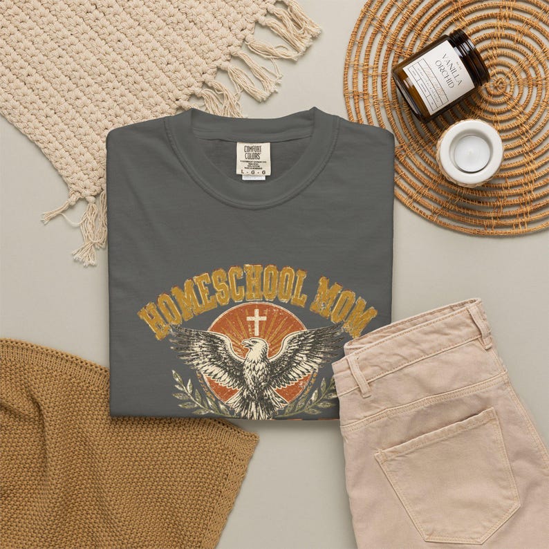 Homeschool Mom World Tour Shirt — Christian Mom Shirt Homeschool Comfort Colors Eagle Graphic Tee image 9