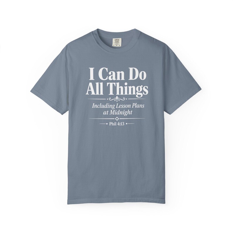 Homeschool Mom Shirt — I Can Do All Things Lesson Plans at Midnight Christian Mom Comfort Colors Tee image 6