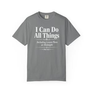 Homeschool Mom Shirt — I Can Do All Things Lesson Plans at Midnight Christian Mom Comfort Colors Tee image 3
