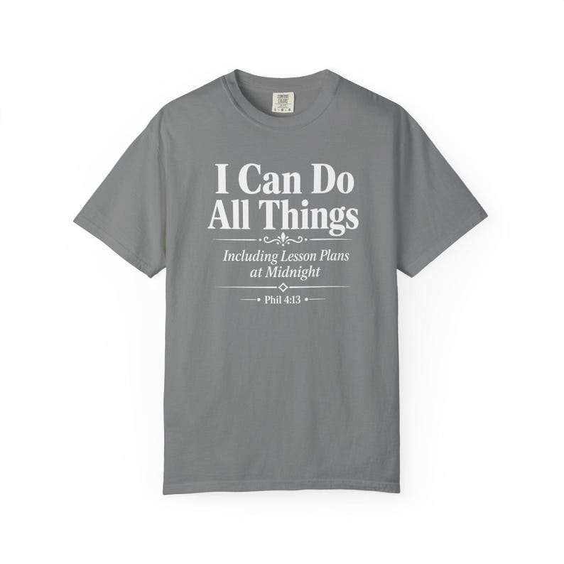 Homeschool Mom Shirt — I Can Do All Things Lesson Plans at Midnight Christian Mom Comfort Colors Tee image 3